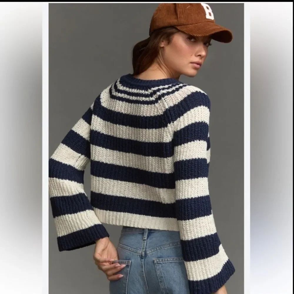 Anthropologie Pilcro Bell-Sleeve Henley Strips Sweater Size Medium
Color: Large